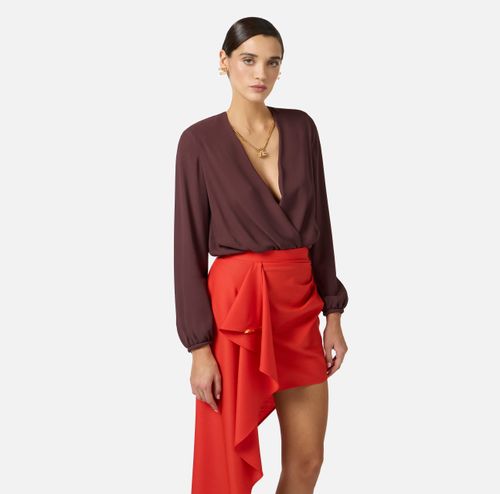 Bodysuit in viscose georgette fabric with necklace