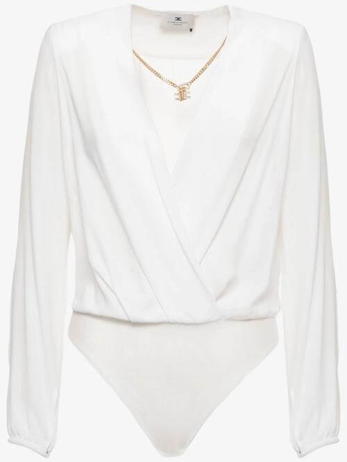 Bodysuit in viscose georgette fabric with necklace