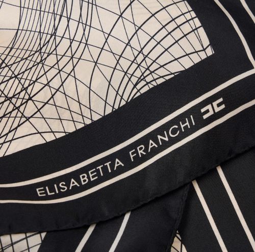 Silk foulard scarf with abstract print
