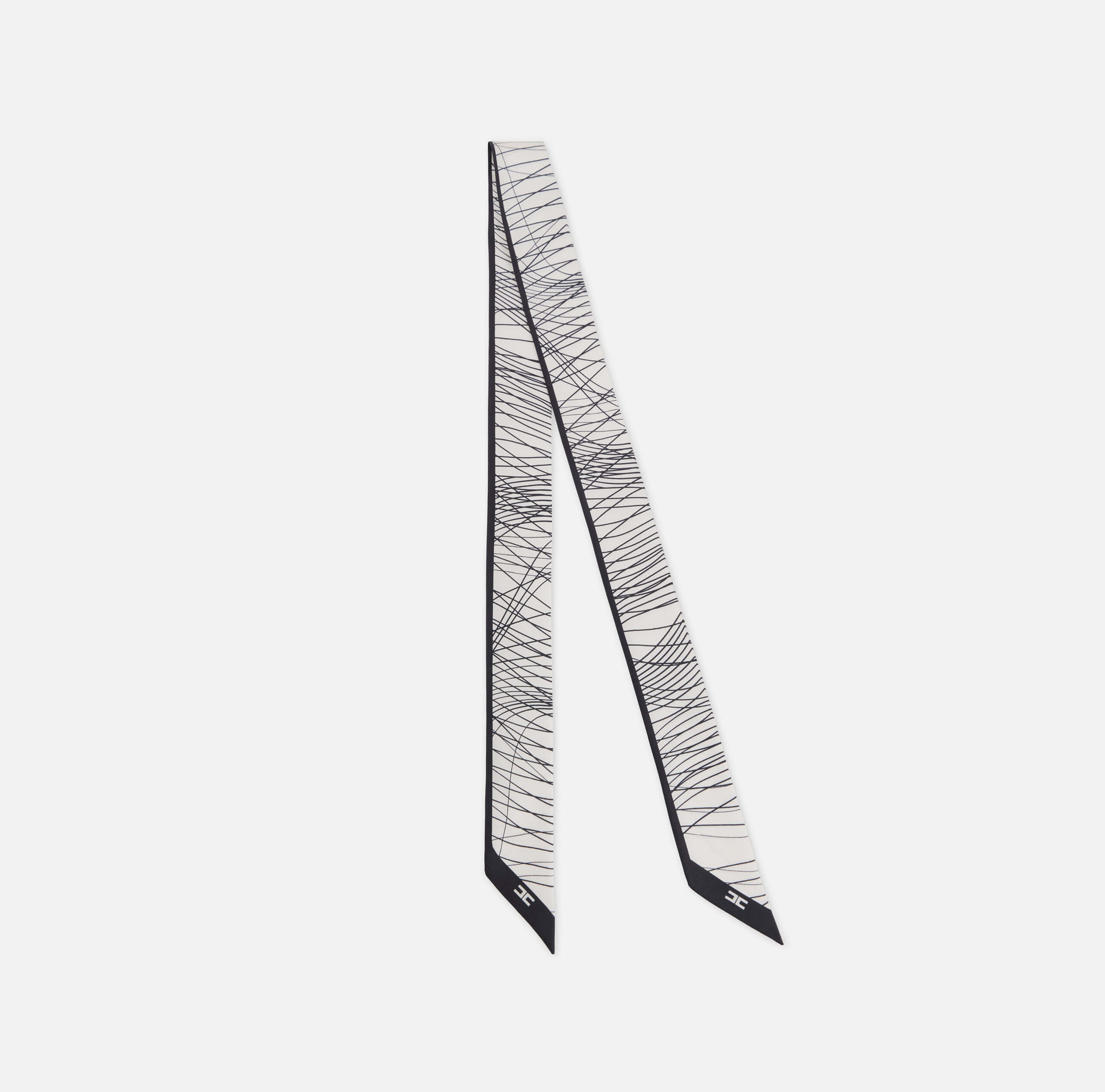 Silk twill bandeaux with abstract print NERO BURRO