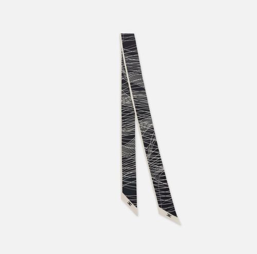 Silk twill bandeaux with abstract print BURRO NERO