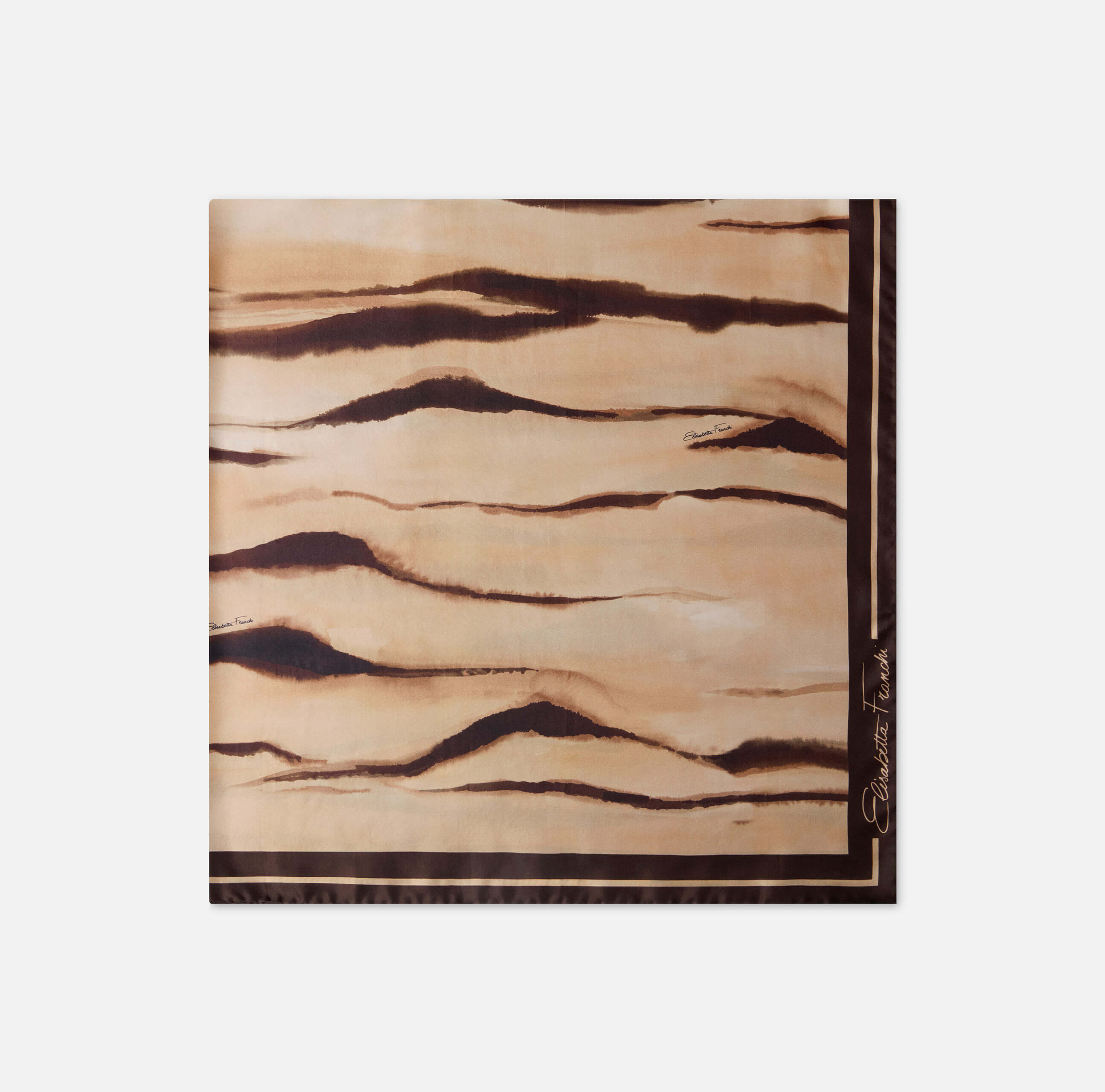 Silk twill foulard scarf with tiger print