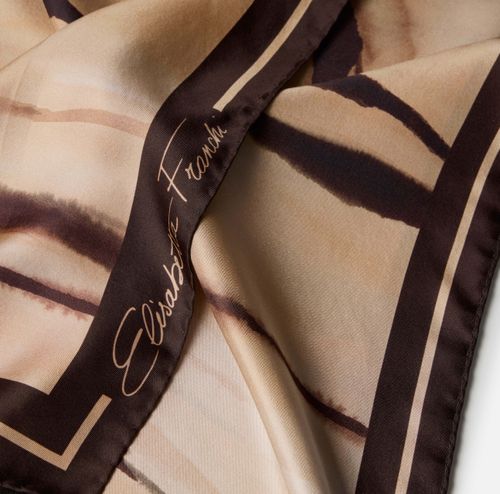 Silk twill foulard scarf with tiger print
