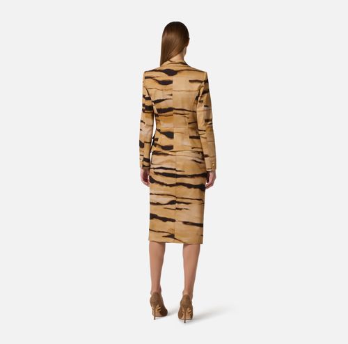 Drill jacket with tiger print