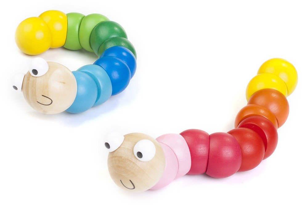 זחל מפרקים מעץ 17 ס"מ לפעוטות בגילאי שנה