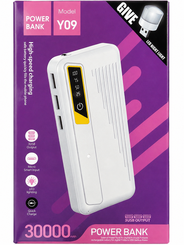 סוללת גיבוי Power Bank Y09 30000mAh טעינה מהירה