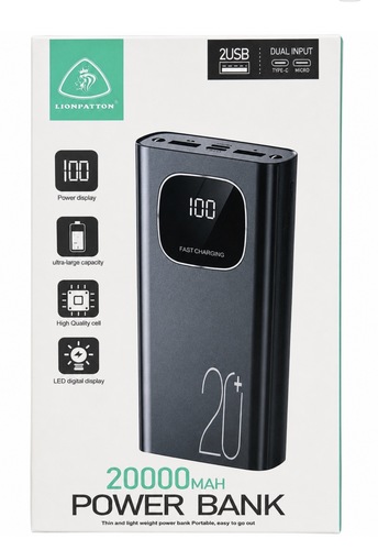 סוללת גיבוי נייד LionPatton 20000mAh Power Bank טעינה מהירה 
