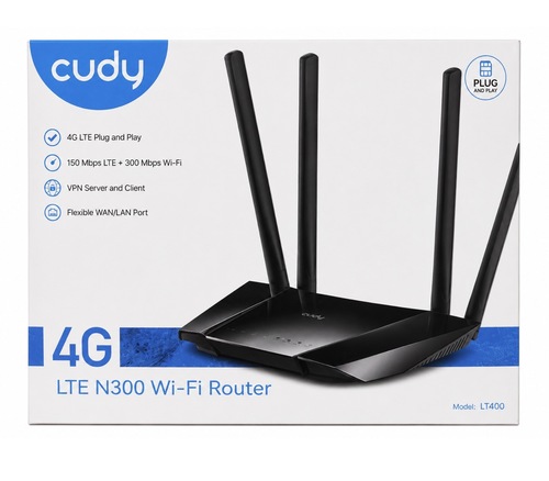 ראוטר  Modem Cudy LT400 4G LTE N300 Wi-Fi Router נתב אלחוט