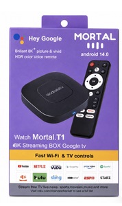  Streamer Android TV Box Mortal T1 8K Google TV סטרימר חכם Android 14