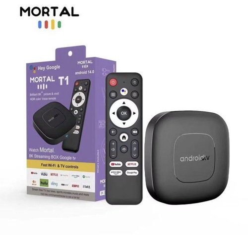  Streamer Android TV Box Mortal T1 8K Google TV סטרימר חכם Android 14