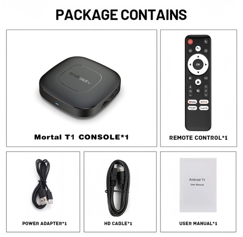  Streamer Android TV Box Mortal T1 8K Google TV סטרימר חכם Android 14