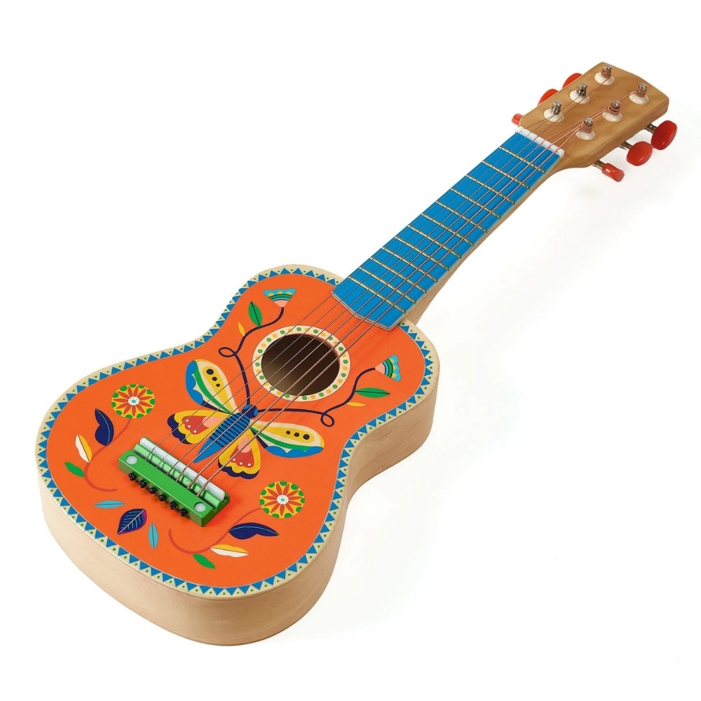 כלי נגינה - גיטרה 6 מיתרי מתכת לילדים מעץ - Djeco