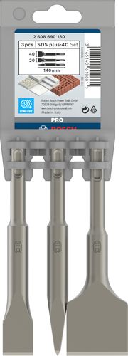 סט אזמלים קצרים 3 חלקים | 140 מ״מ – SDS plus-4C 2608690180 – Bosch Professional
