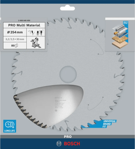 להב מסור גרונג 254 מ״מ | 100 שיניים – Multi Material 2608642202 – Bosch Professional