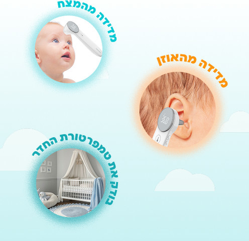 מד חום דיגיטלי 2 ב־1 ללא מגע ולאוזן Biamba