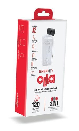 אוזניית בלוטות' קליפס Energy OLLA בצבע לבן