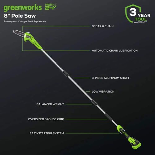 מסור גבהים טלסקופי Greenworks PS24B00 מק