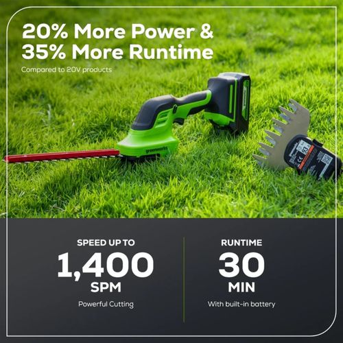 מספריים לגיזום 2 ב-1 נטענים Greenworks G24SHT מק