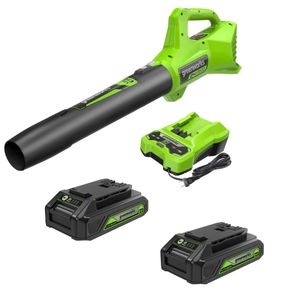 מפוח עלים נטען עם 2 סוללות 2 אמפר ומטען - Greenworks BL24B212 24V GEN 2