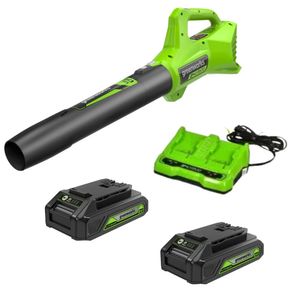 מפוח עלים נטען עם 2 סוללות 4 אמפר ומטען - Greenworks BL24B212 24V GEN 2