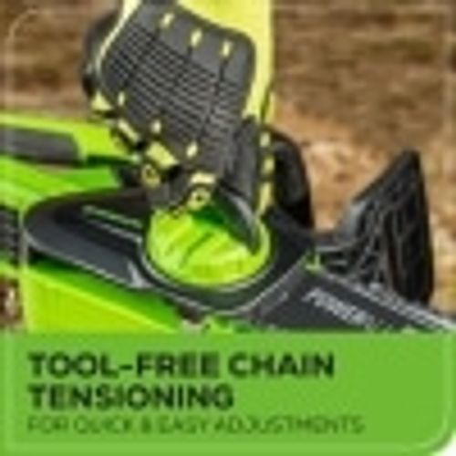 מסור שרשרת Greenworks CS24L00 24V Brushless 12 אינץ' - מנוע חזק עם 2 סוללות USB למשימות גינה ביתיות