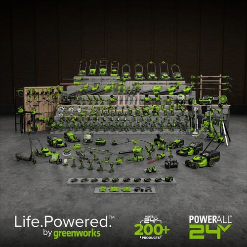 מסור שרשרת Greenworks CS24B00 24V 10 אינץ' - מוביל ושרשרת איכותיים עם שימון אוטומטי ומתיחה ללא כלים לחיתוך ענפים וגזעים