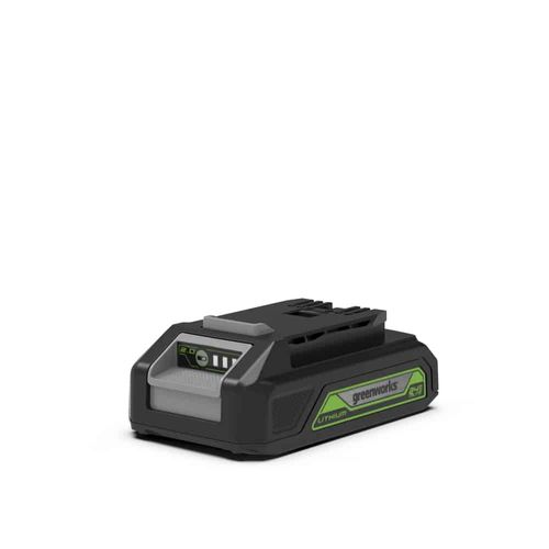 סוללת ליתיום-יון Greenworks G24B2 24V 2 אמפר - סוללה קומפקטית וקלה עם חיווי LED למערכת כלי עבודה וגינון 24V