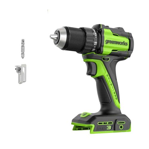 מקדחה מברגה נטענת Greenworks DD345 24V Brushless - צ'אק מתכת 1/2 אינץ', 2 מהירויות, 18 מצבי מומנט ותאורת LED לקידוח והברגה מקצועיים