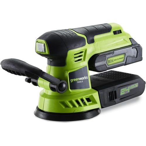 מלטשת עגולה אורביטלית נטענת Greenworks 3100107 24V בקוטר 125 מ
