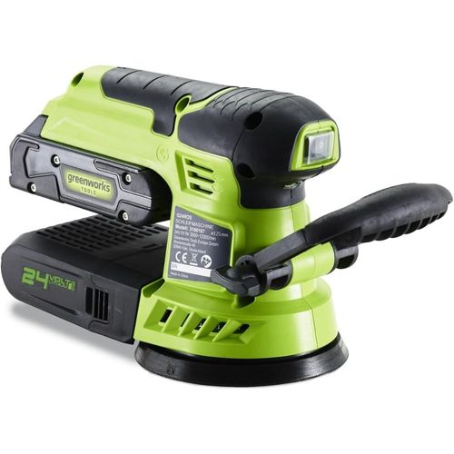 מלטשת עגולה אורביטלית נטענת Greenworks 3100107 24V בקוטר 125 מ