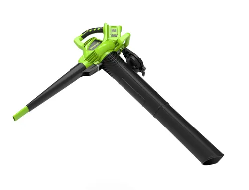 שואב/מפוח עלים Greenworks BL48L01-01 48V - כלי 2 ב-1 עם מנוע Brushless ושק איסוף 45 ליטר לניקוי יעיל של הגינה