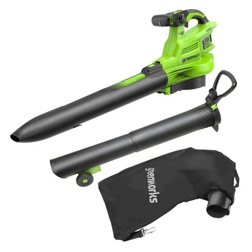 שואב/מפוח עלים Greenworks BL48L01-01 48V - כלי 2 ב-1 עם מנוע Brushless ושק איסוף 45 ליטר לניקוי יעיל של הגינה