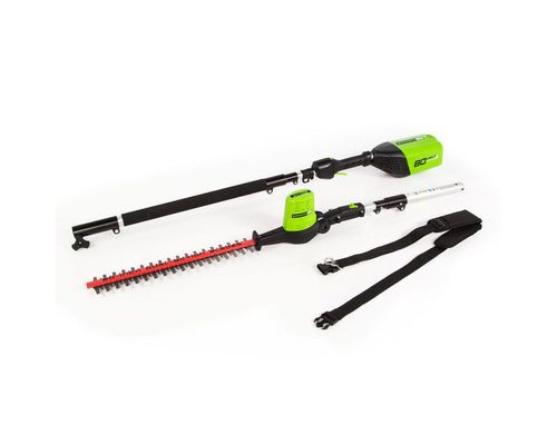 גוזם גדר חיה טלסקופי נטען Greenworks PH80B00 - כלי גיזום מקצועי 80V עם להבים כפולים 20 אינץ' וראש מתכוונן לגיזום גדרות חיות גבוהות