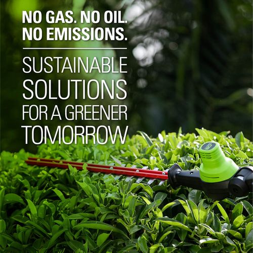 גוזם גדר חיה טלסקופי נטען Greenworks PH80B00 - כלי גיזום מקצועי 80V עם להבים כפולים 20 אינץ' וראש מתכוונן לגיזום גדרות חיות גבוהות