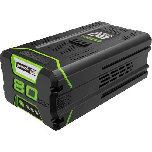 סוללה 5 אמפר 80 וולט ליתיום-יון Greenworks GBA80500 Pro - סוללה מקצועית עם חיווי דלק מובנה וטעינה מהירה לכלי גינון חשמליים