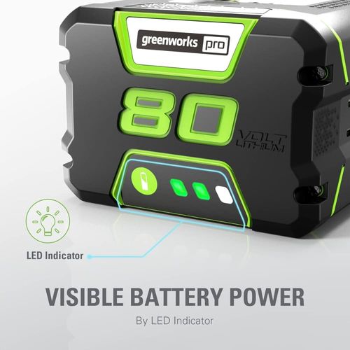 סוללה 5 אמפר 80 וולט ליתיום-יון Greenworks GBA80500 Pro - סוללה מקצועית עם חיווי דלק מובנה וטעינה מהירה לכלי גינון חשמליים