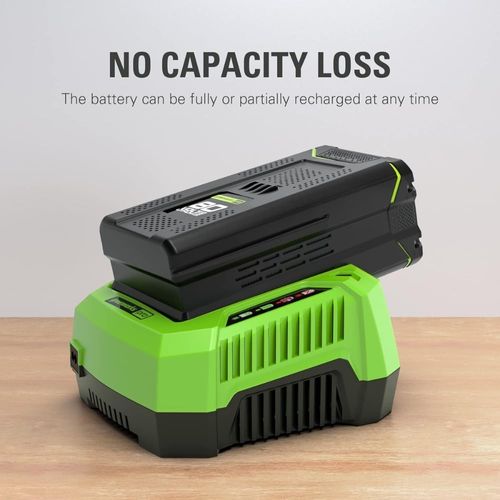 סוללה 5 אמפר 80 וולט ליתיום-יון Greenworks GBA80500 Pro - סוללה מקצועית עם חיווי דלק מובנה וטעינה מהירה לכלי גינון חשמליים