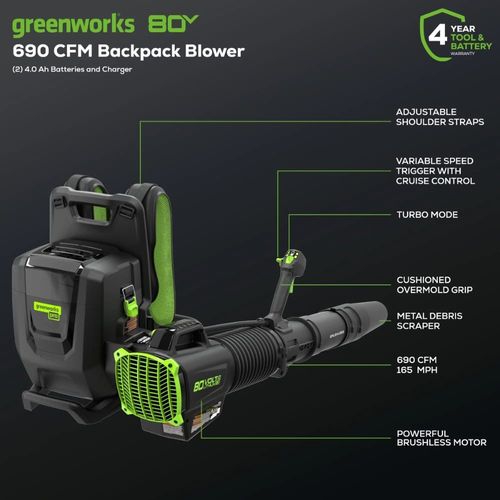 מפוח גב Greenworks BLB492 80V PRO מק