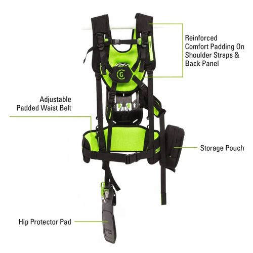 יחידת כח נישאת Greenworks 2946802 Pro 80V Dual Port - סוללת גב עם תא כפול לשתי סוללות, כבל ומתאם סוללת דמה להפעלת כל כלי גינון 80V Pro
