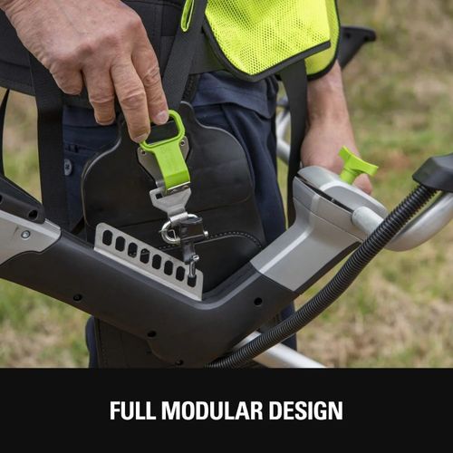 יחידת כח נישאת Greenworks 2946802 Pro 80V Dual Port - סוללת גב עם תא כפול לשתי סוללות, כבל ומתאם סוללת דמה להפעלת כל כלי גינון 80V Pro
