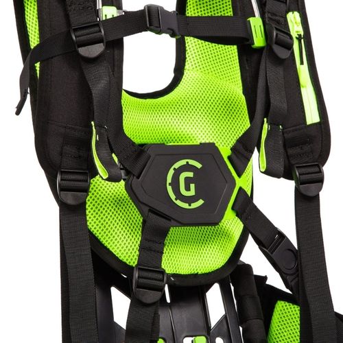 יחידת כח נישאת Greenworks 2946802 Pro 80V Dual Port - סוללת גב עם תא כפול לשתי סוללות, כבל ומתאם סוללת דמה להפעלת כל כלי גינון 80V Pro