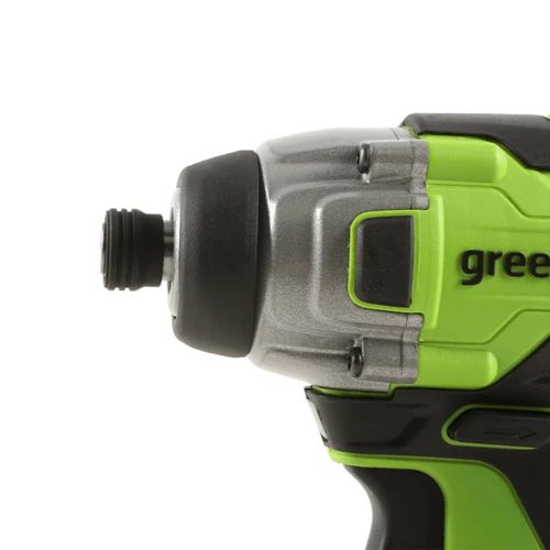 מברגת אימפקט נטענת Greenworks IS24L00 24V Brushless - ערכה מלאה עם 2 סוללות 4 אמפר, מטען כפול ותיק נשיאה למשימות הברגה מקצועיות