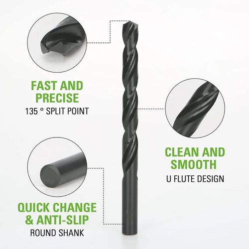 סט ביטים וקדחים 90 חלקים Greenworks 3511002 - מזוודת פלסטיק מסודרת עם קדחי מתכת, בטון ועץ, ביטים, מסורי כוס ומפתחות אום לעבודה עם מברגת אימפקט