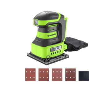 מלטשת רוטטת מרובעת נטענת 24V עם שק איסוף אבק - Greenworks GD24SS14 24V