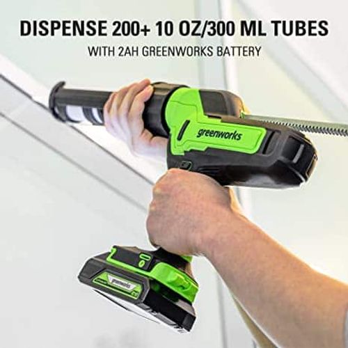 אקדח סיליקון נטען Greenworks 3503102 24V Brushless - כלי מקצועי עם מחזיק 360°, 6 מהירויות ותאורת LED לעבודות איטום מדויקות