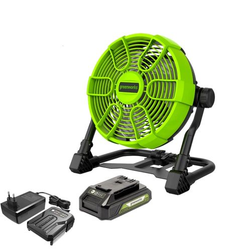 מאוורר נייד נטען Greenworks G24FAN 24V - מאוורר קומפקטי עם כנף 25.4 ס