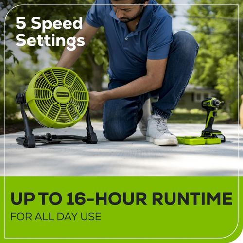 מאוורר נייד נטען Greenworks G24FAN 24V - מאוורר קומפקטי עם כנף 25.4 ס