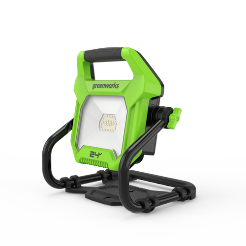 פנס עבודה Greenworks G24WL היברידי 2000 לומן 24V - תאורה חזקה לעבודות תחזוקה וקמפינג עם ראש מסתובב 360 מעלות