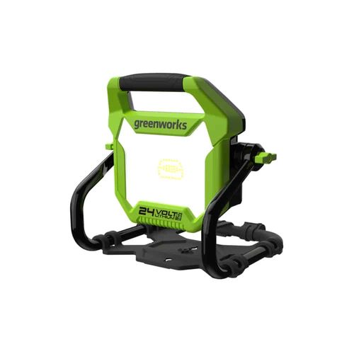 פנס עבודה Greenworks G24WL היברידי 2000 לומן 24V - תאורה חזקה לעבודות תחזוקה וקמפינג עם ראש מסתובב 360 מעלות