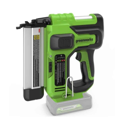 אקדח מסמרים נטען Greenworks GD24BN - כלי עבודה מקצועי עם מנוע בראשלס, מגזין 110 מסמרים ובקרת עומק לעבודות עץ וריהוט